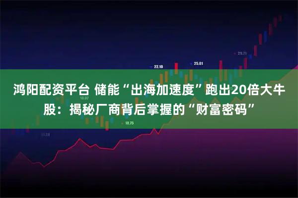 鸿阳配资平台 储能“出海加速度”跑出20倍大牛股：揭秘厂商背后掌握的“财富密码”
