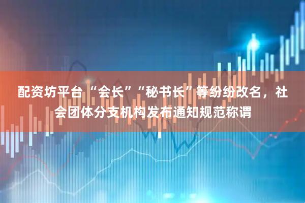 配资坊平台 “会长”“秘书长”等纷纷改名，社会团体分支机构发布通知规范称谓